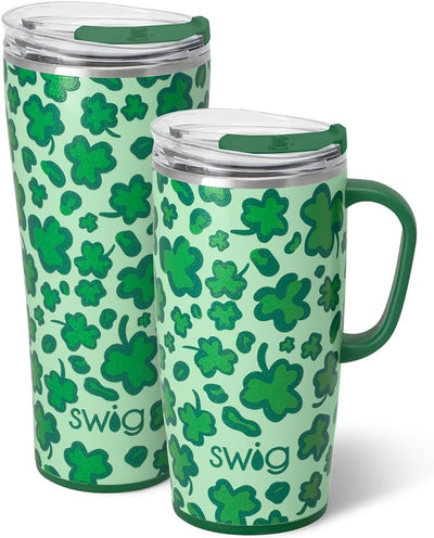 Juego vaso Swig Life Lucky Leopard XL triple aislamiento 32 oz con tapa taza viaje 22 oz acero inoxidable