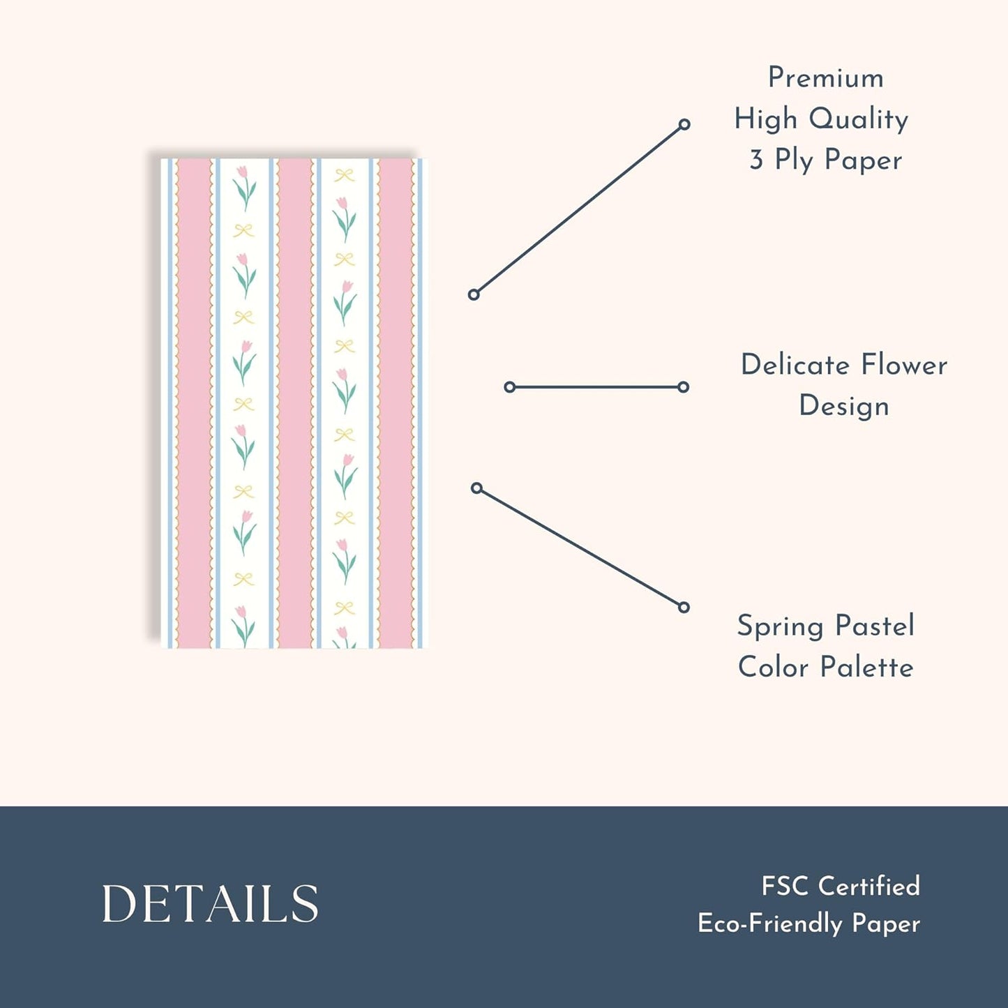 Toallas papel tulipán primavera para invitados paquete