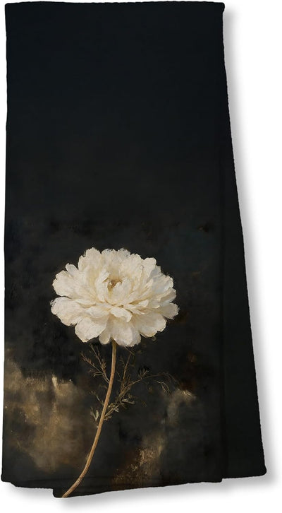 Toalla negra vintage de flores oscuras para cocina y baño