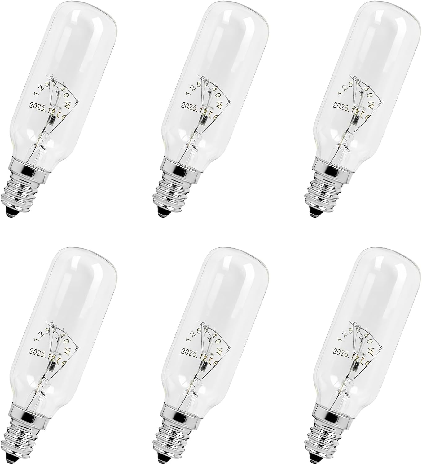 6 Bombillas E12 40W T8 Regulable Blanco Cálido Repuesto Broan