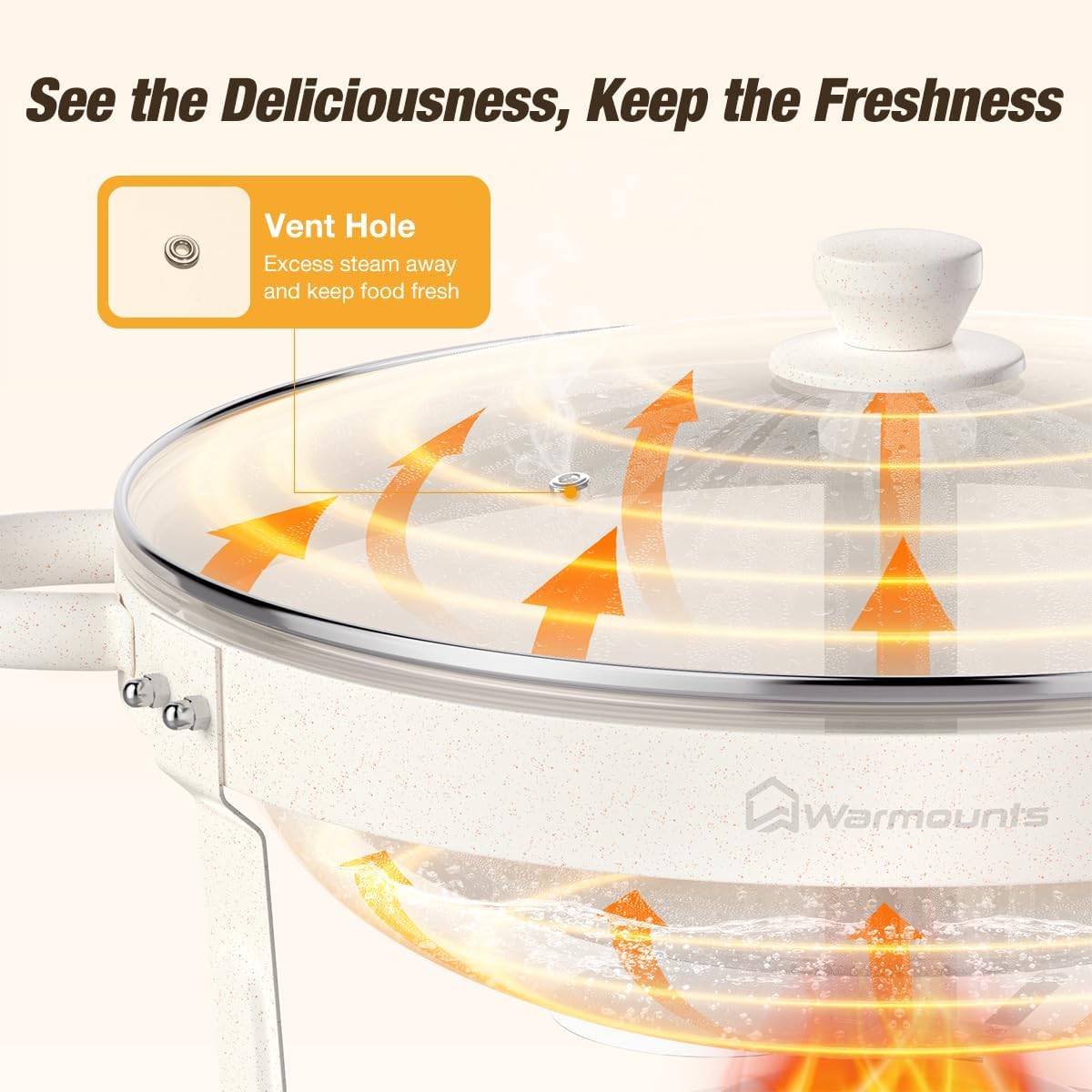 Plato calefactor de acero inoxidable para buffet 5QT, 4 piezas con tapa de vidrio