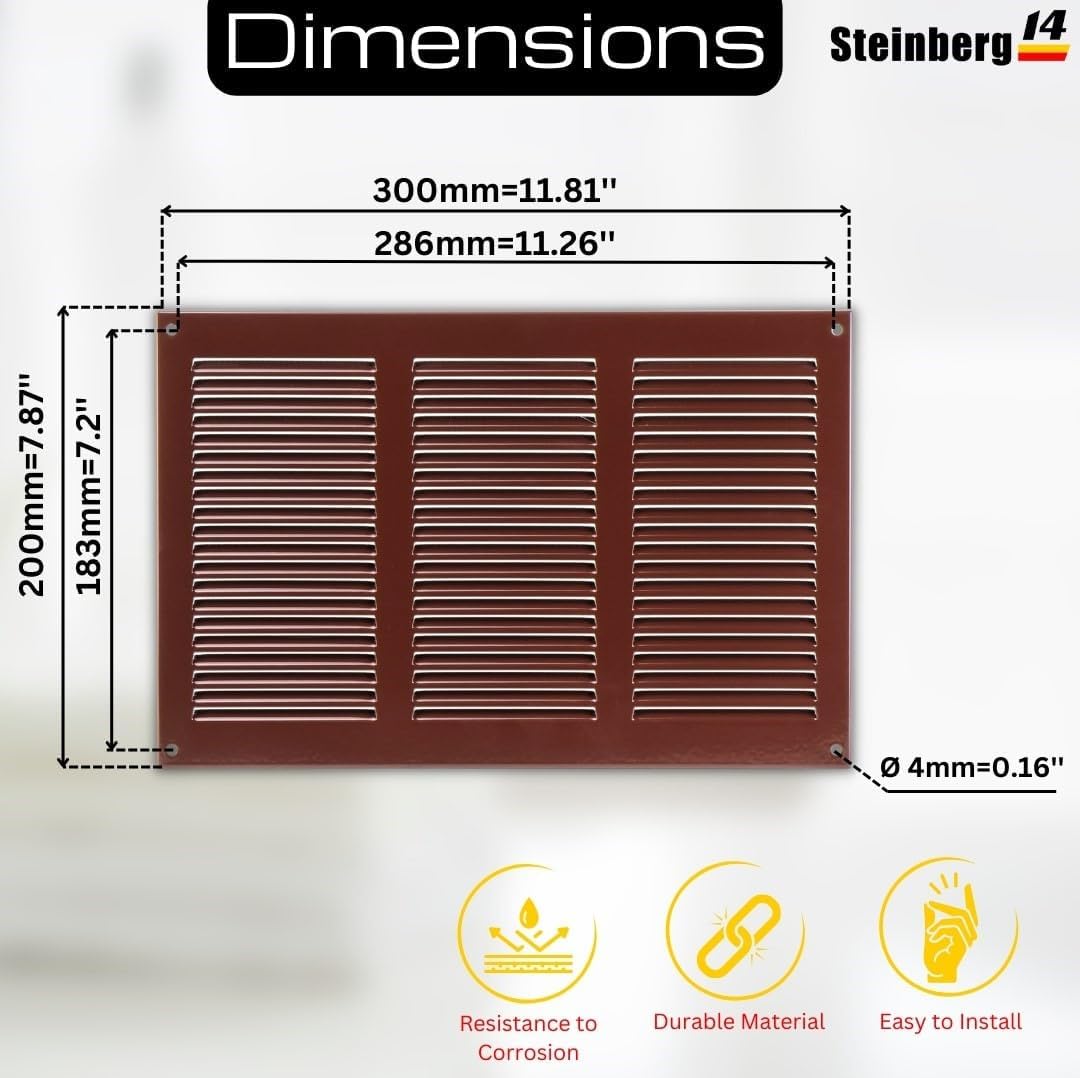 Cubierta ventilación marrón 10x6pulg rejilla metal
