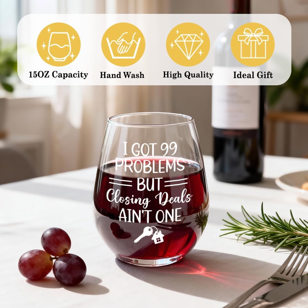 Copa de vino sin tallo para agentes de ventas y bienes raíces