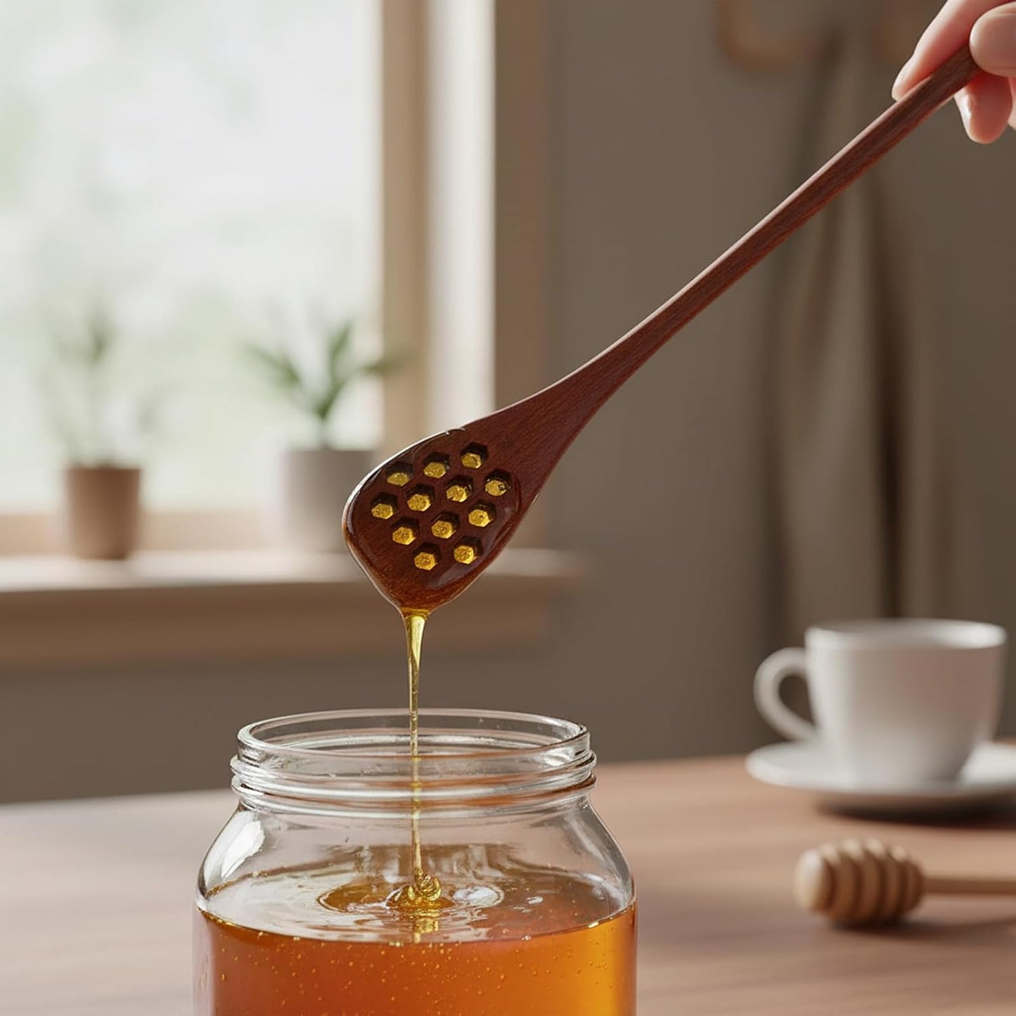 6 cucharas de madera con agitador de 7 pulgadas para mezclar té y café