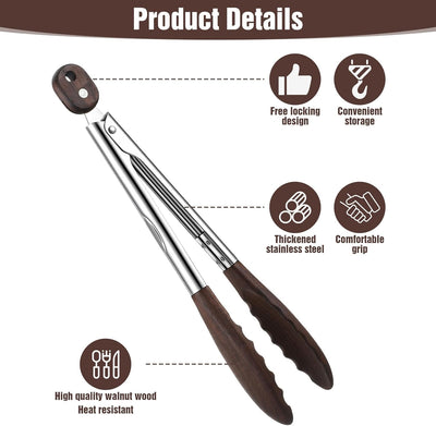 Pinzas de madera para cocinar de 11.4 pulgadas, utensilio de cocina para hamburguesas