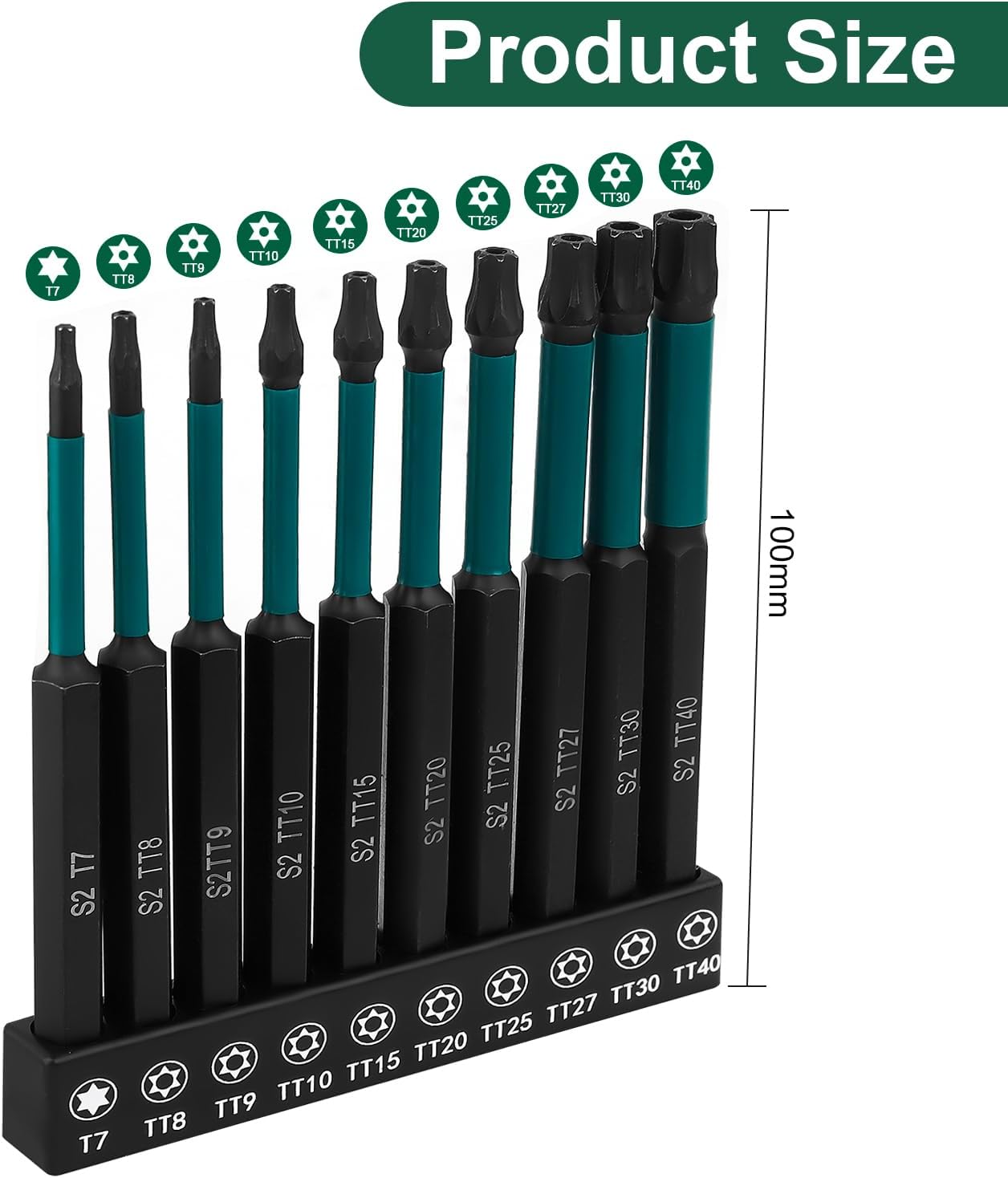 Set 10 Brocas Torx S2 Acero Estrella 1/4" T7-T40
