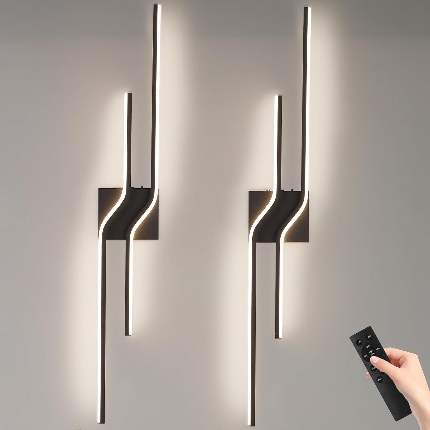 Apliques pared inalámbricos LED negras 39.3pulg control remoto