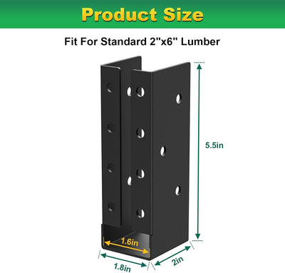 12 Colgadores Vigas 2x6pulg con Brida Oculta Acero Q235