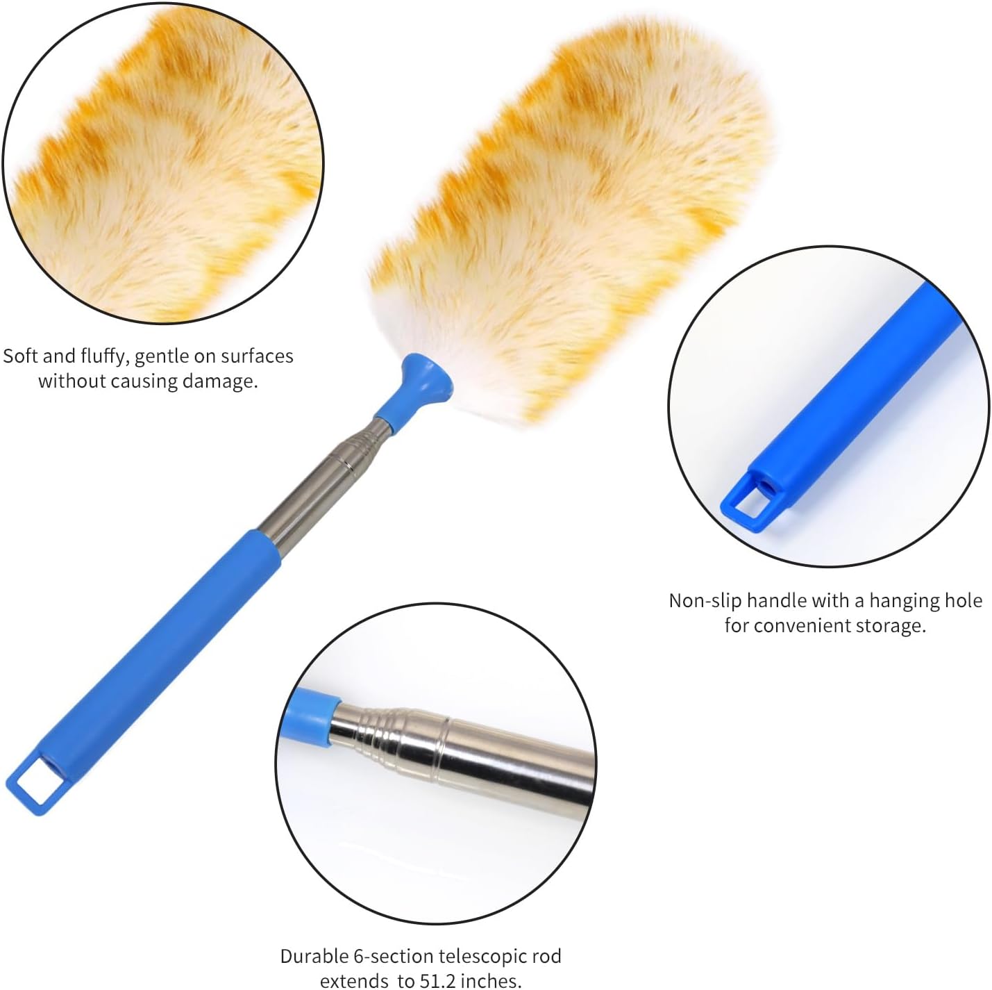 Cepillo lana cordero extensible acero inox antiestático
