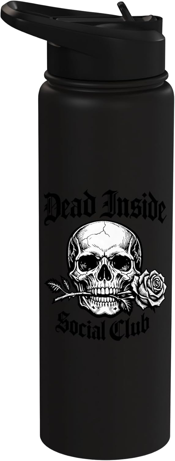 Vaso térmico acero inox tatuaje calavera rosa