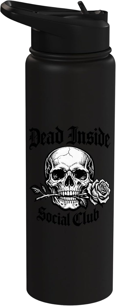 Vaso térmico acero inox tatuaje calavera rosa