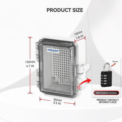 Caja conexión exterior IP67 impermeable con cubierta transparente