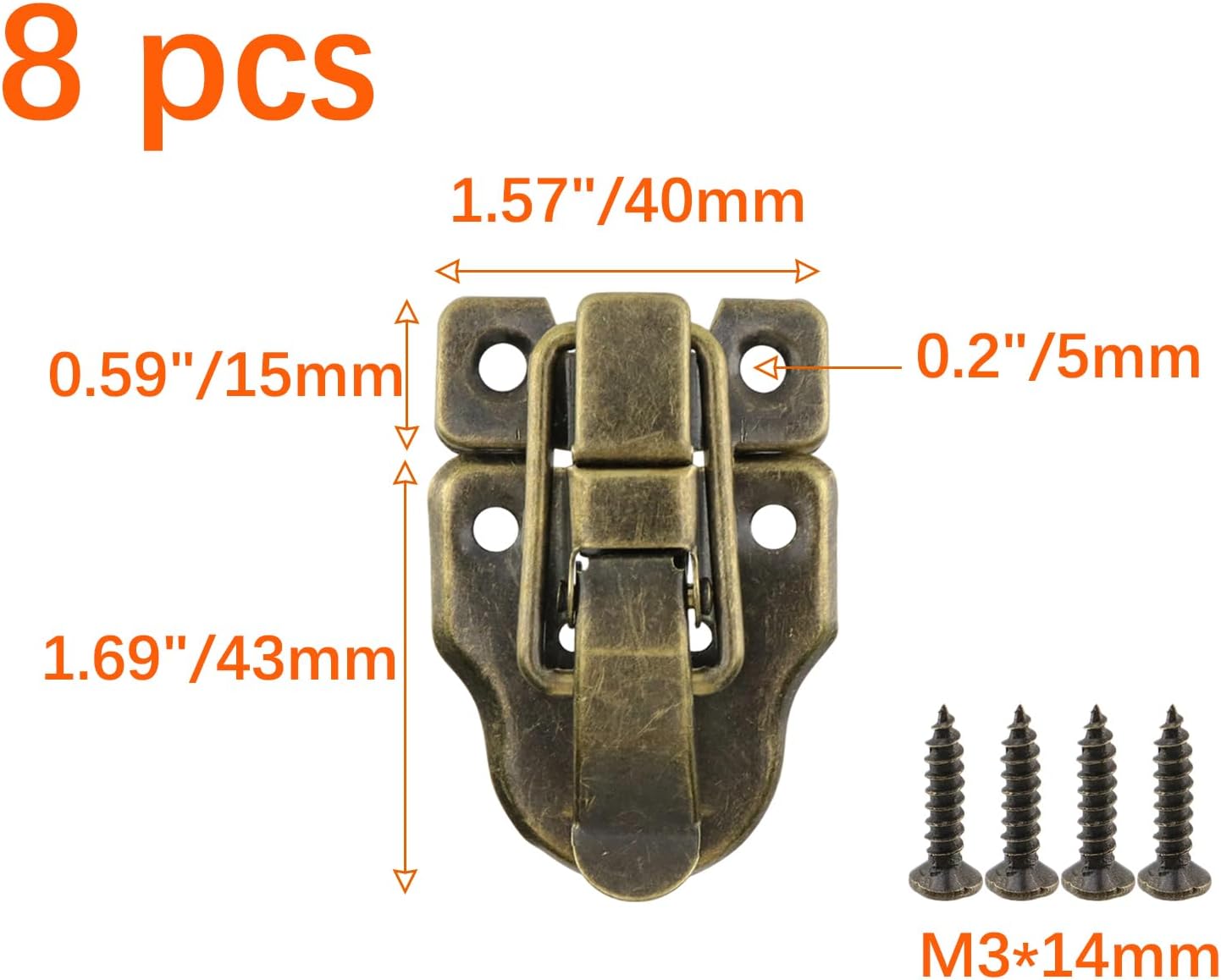 Cerradura tipo pato set 2 con llave para caja herramientas bronce