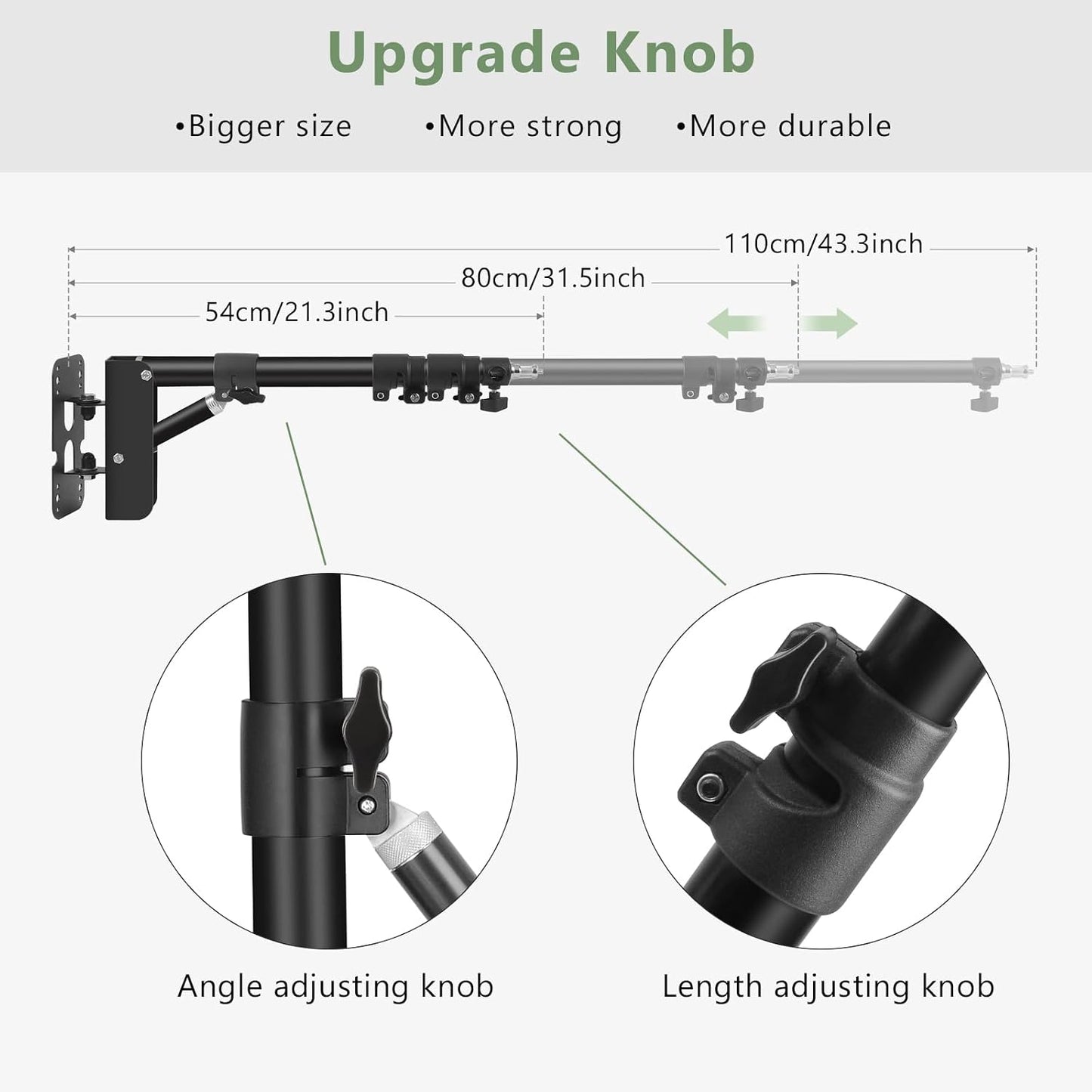 Anillo luz pared soporte ajustable 180° brazo 3.6ft