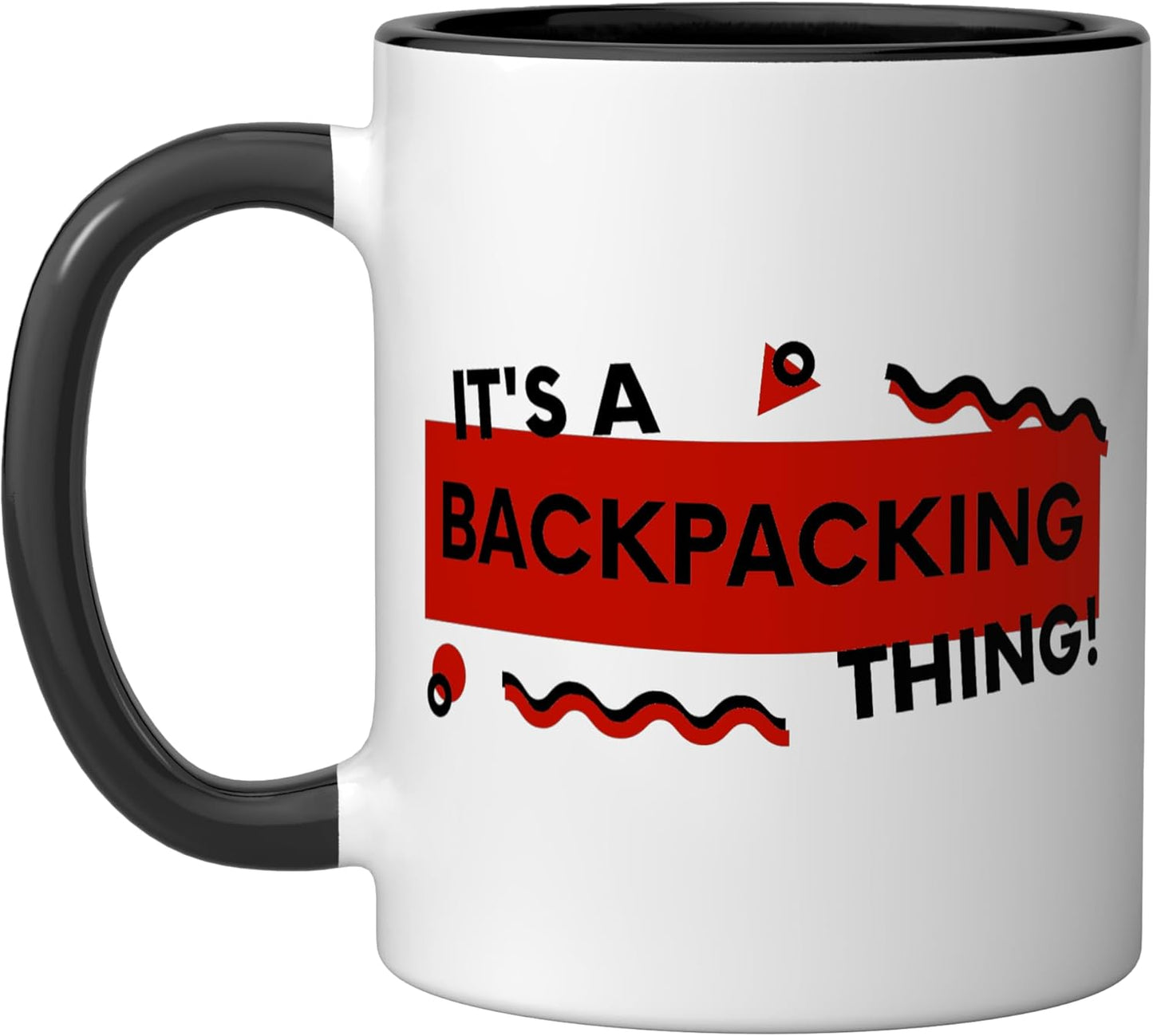Taza Cerámica para Senderismo Negro/Blanco