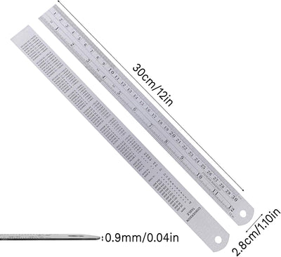 Regla metal 12pulg acero inox escalas grabadas set 1