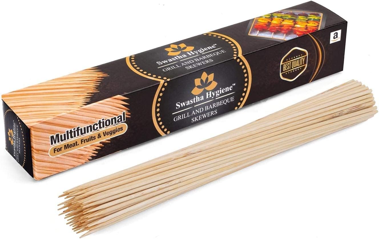 120 Palitos Bambú para Parrilla Kabab Hamburguesa 10pulg