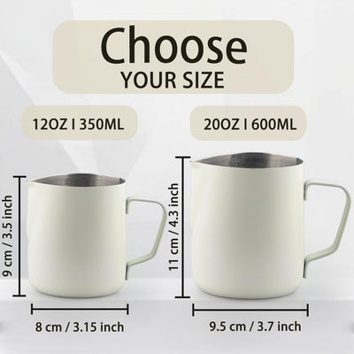 Vaso espumador de leche de acero inoxidable 304 blanco