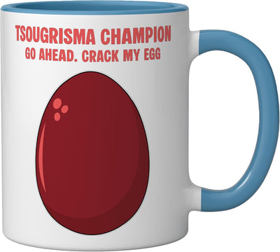 Taza cerámica Tsougisma Champion Egg para Pascua Ortodoxa griega azul/blanco