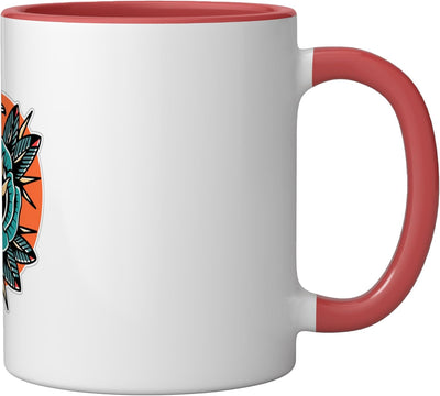 Taza Cerámica Estilo Vintage con Tatuaje Rojo/Blanco