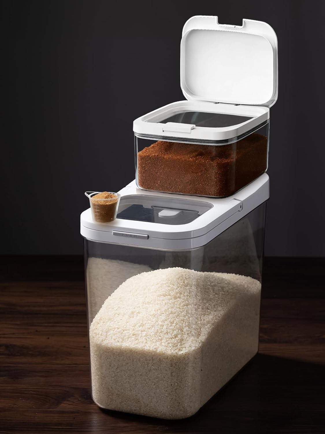 Dispensador arroz y azúcar con cuchara medidora