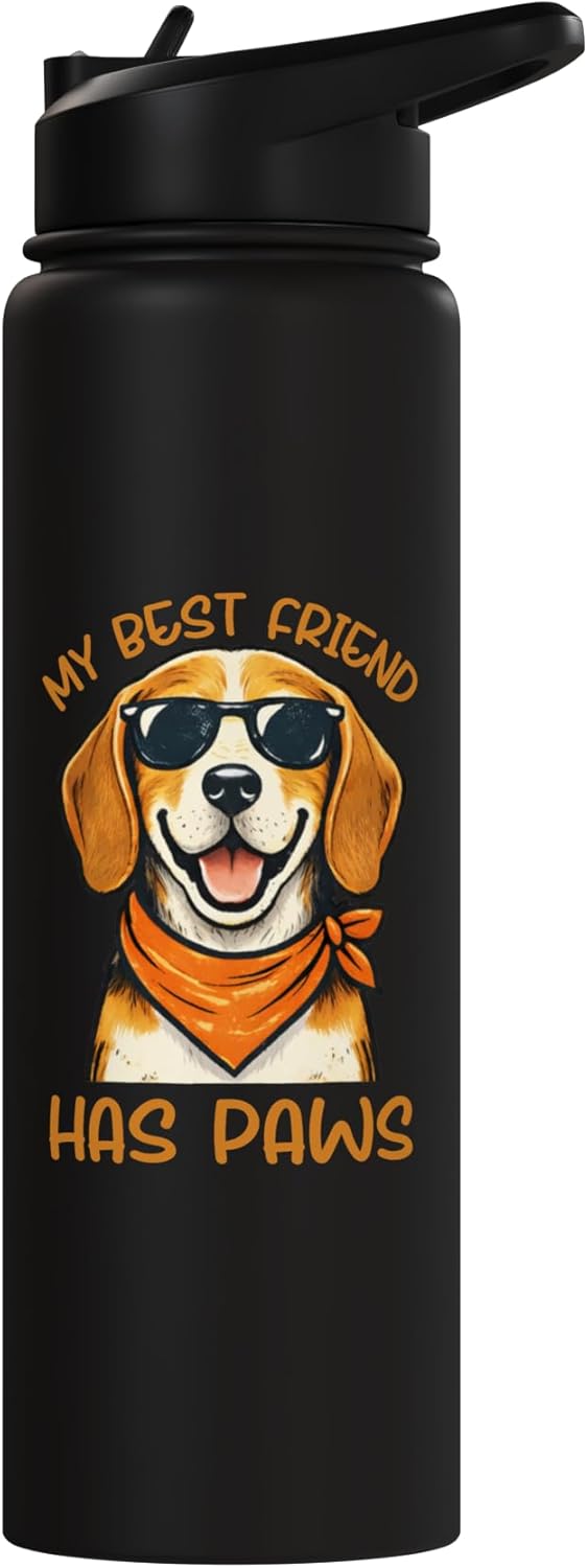 Botella de agua acero inoxidable sin BPA con diseño de perro