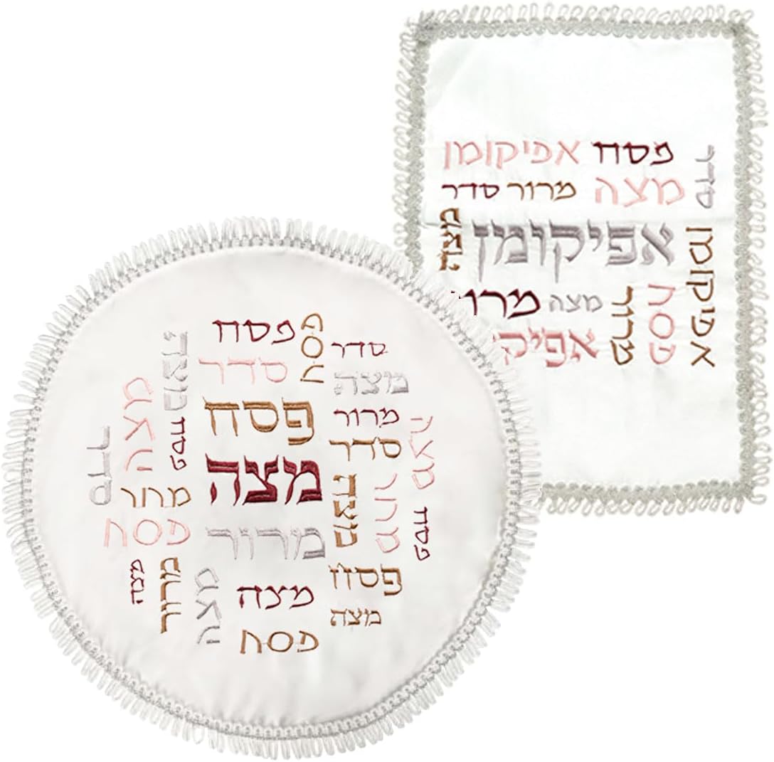 Funda de satén para Matzah y Afikoman Pascua con 3 bolsillos elegante mantel Pesach
