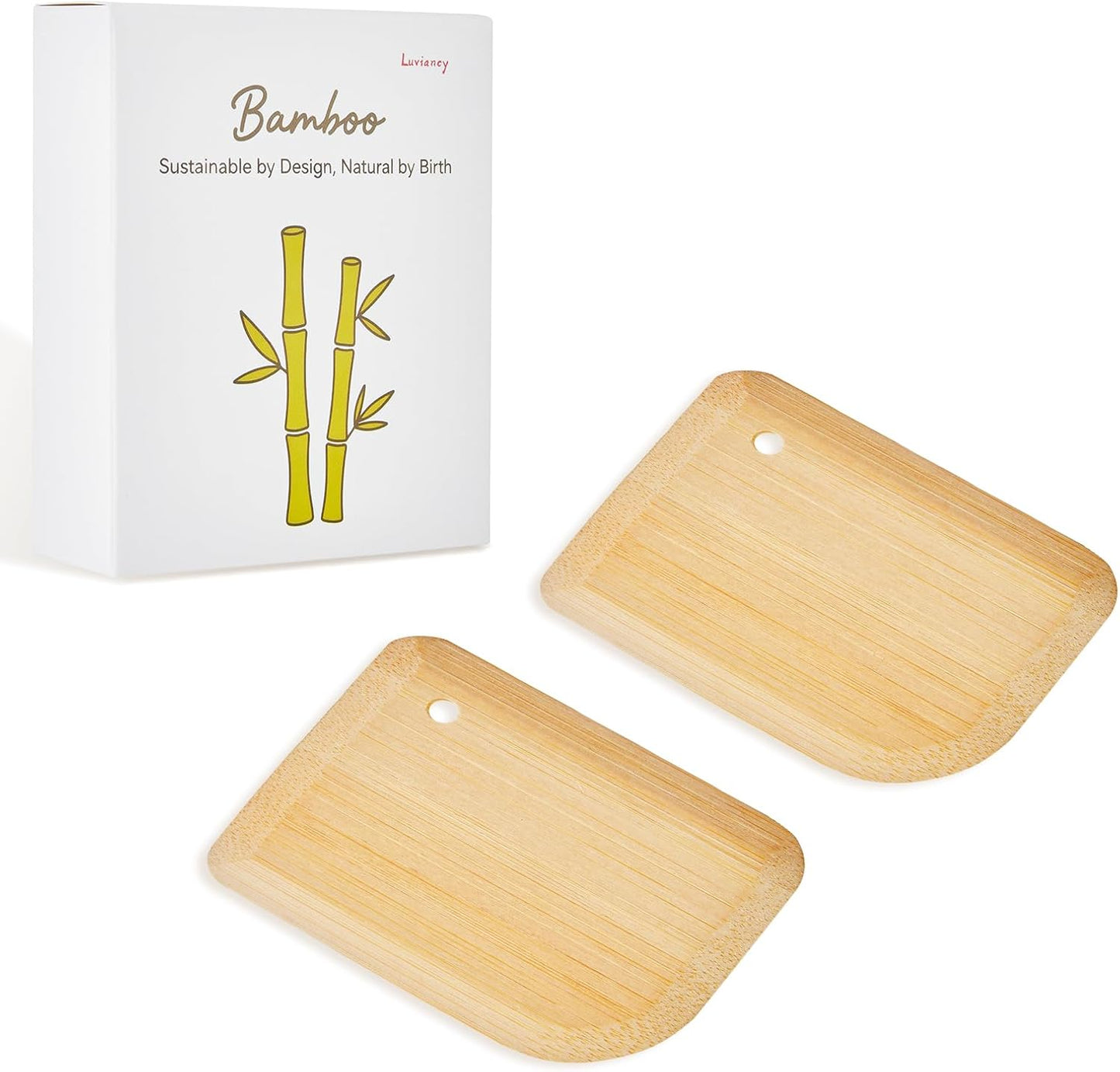 Raspador bambú para sartenes hierro fundido 2 pzas