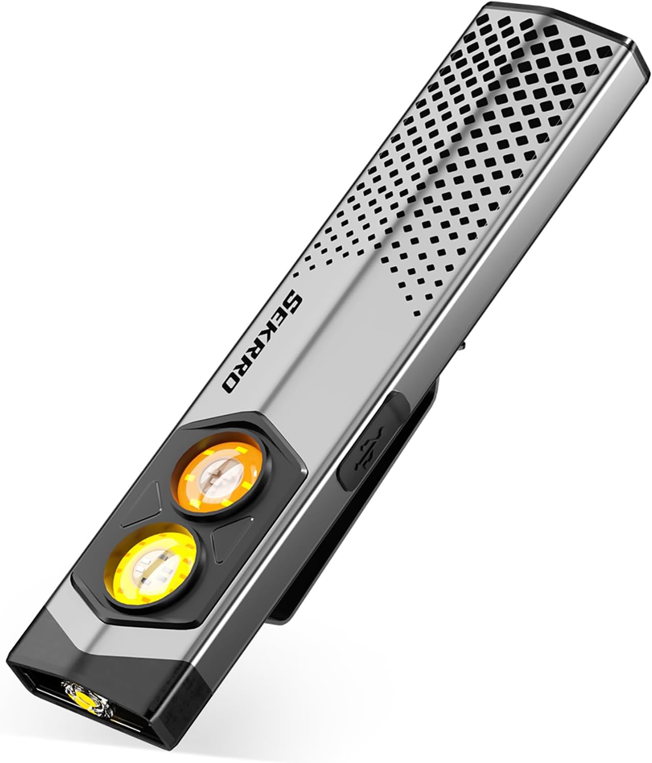Linterna plana EDC 650 lúmenes USB-C recargable con luz UV y roja