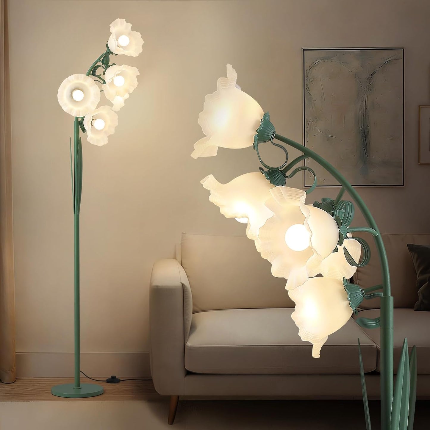 Lámpara de pie con flores LED 5 luces 3 tonos