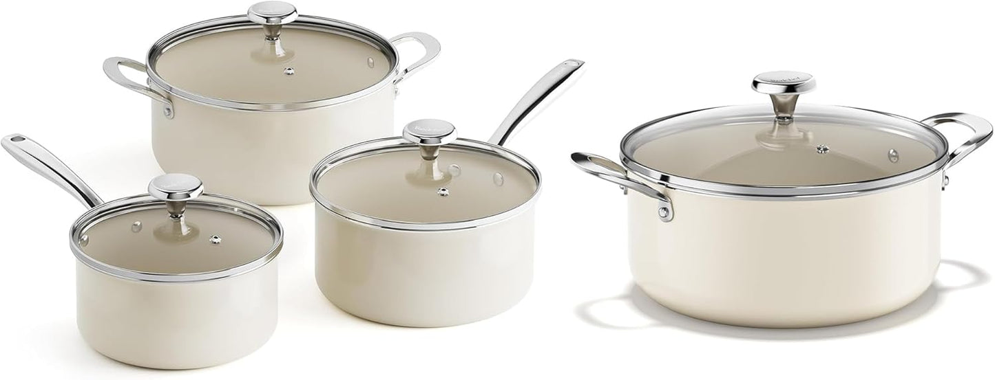 Juego Ollas Inducción 5qt Cacerolas 2.5/3.5qt Con Tapa