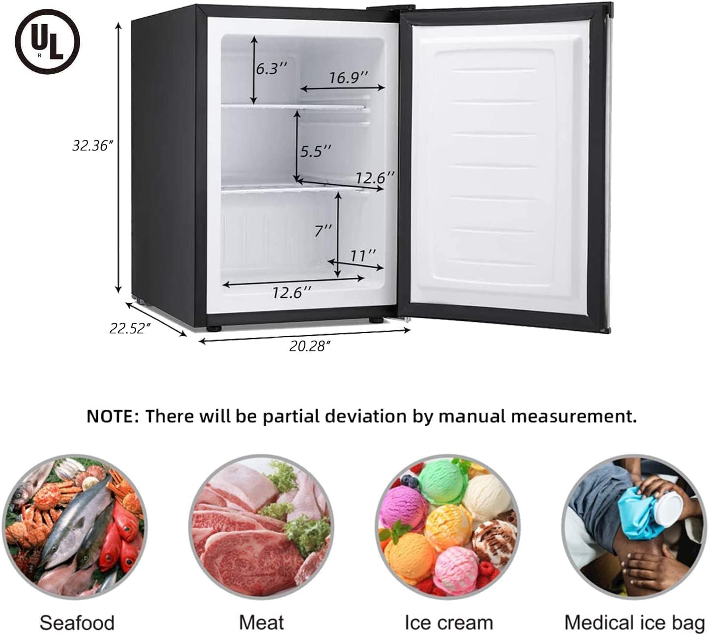 Congelador vertical acero inox 3.0ft3 puerta rev 7 temp negro