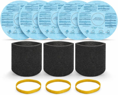 Pack 3 Fundas Espuma Comp Filtro Shop-Vac 90585 y 5 Filtros Disco Seco