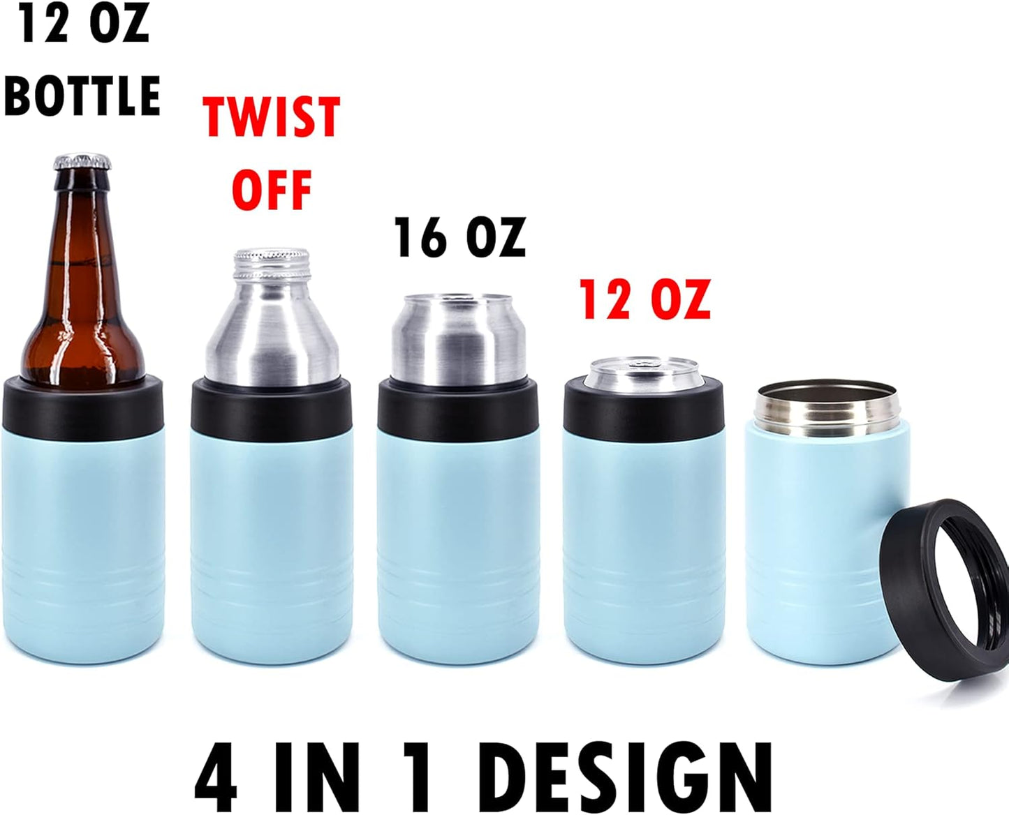 Set 24 Enfriadores Lata 4en1 Acero Inox 12-16oz Baby Shower