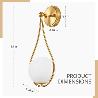 2 Pzas Apliques Pared Dorado Moderno Forma Globo