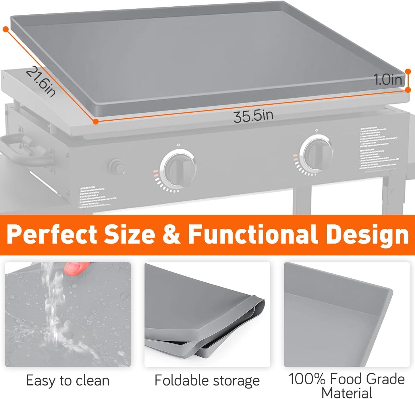 Tapete silicona alimenticio 28pulg protege superficie gris