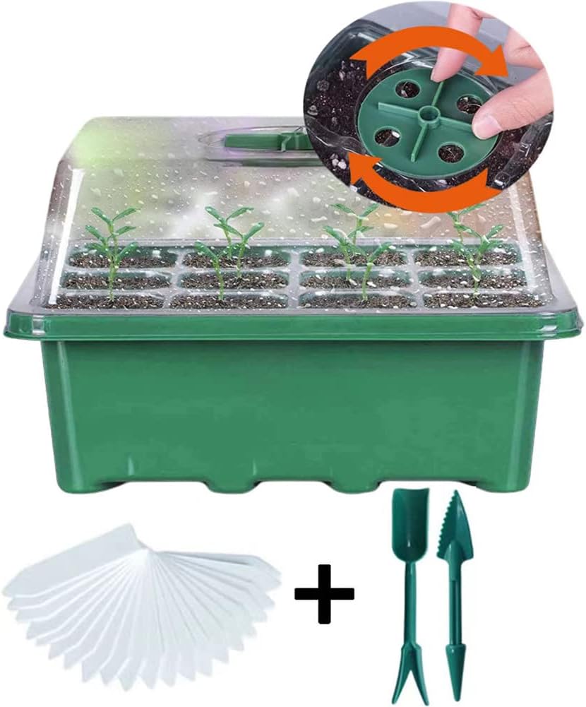 Pack 3 bandejas cultivo plantas con cúpula humedad 12 celdas