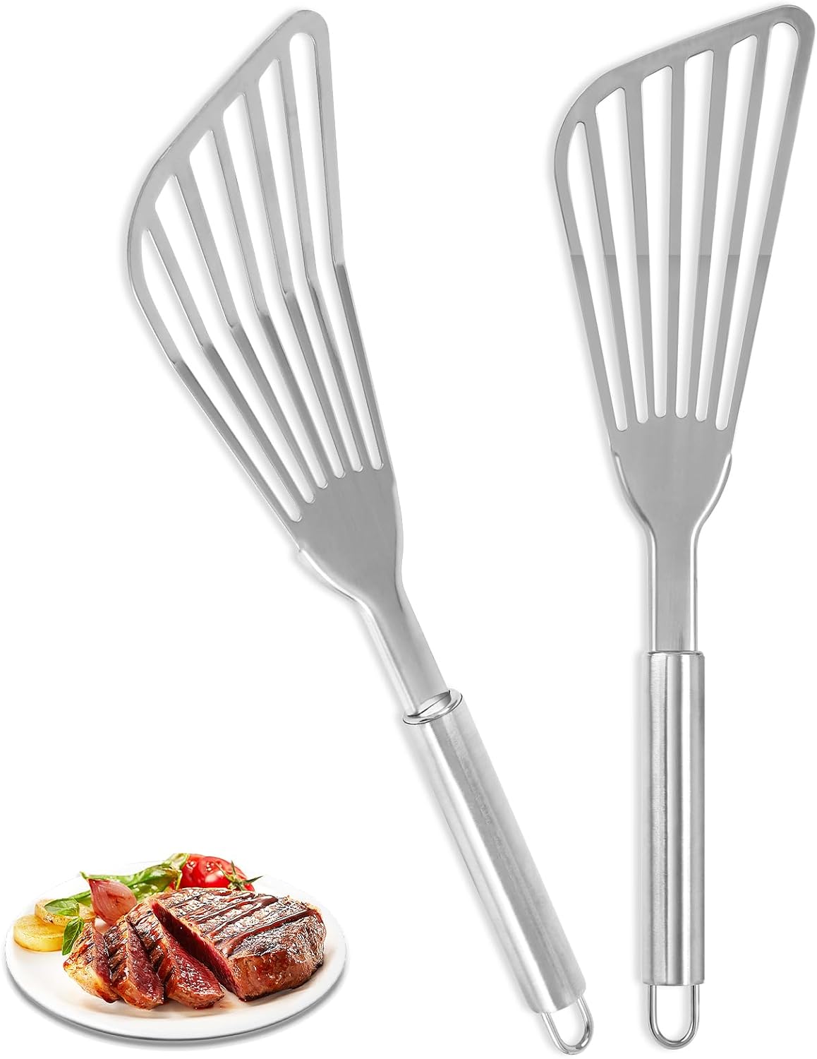 2 Pzas Espátula Acero Inox Volteadora Pescado