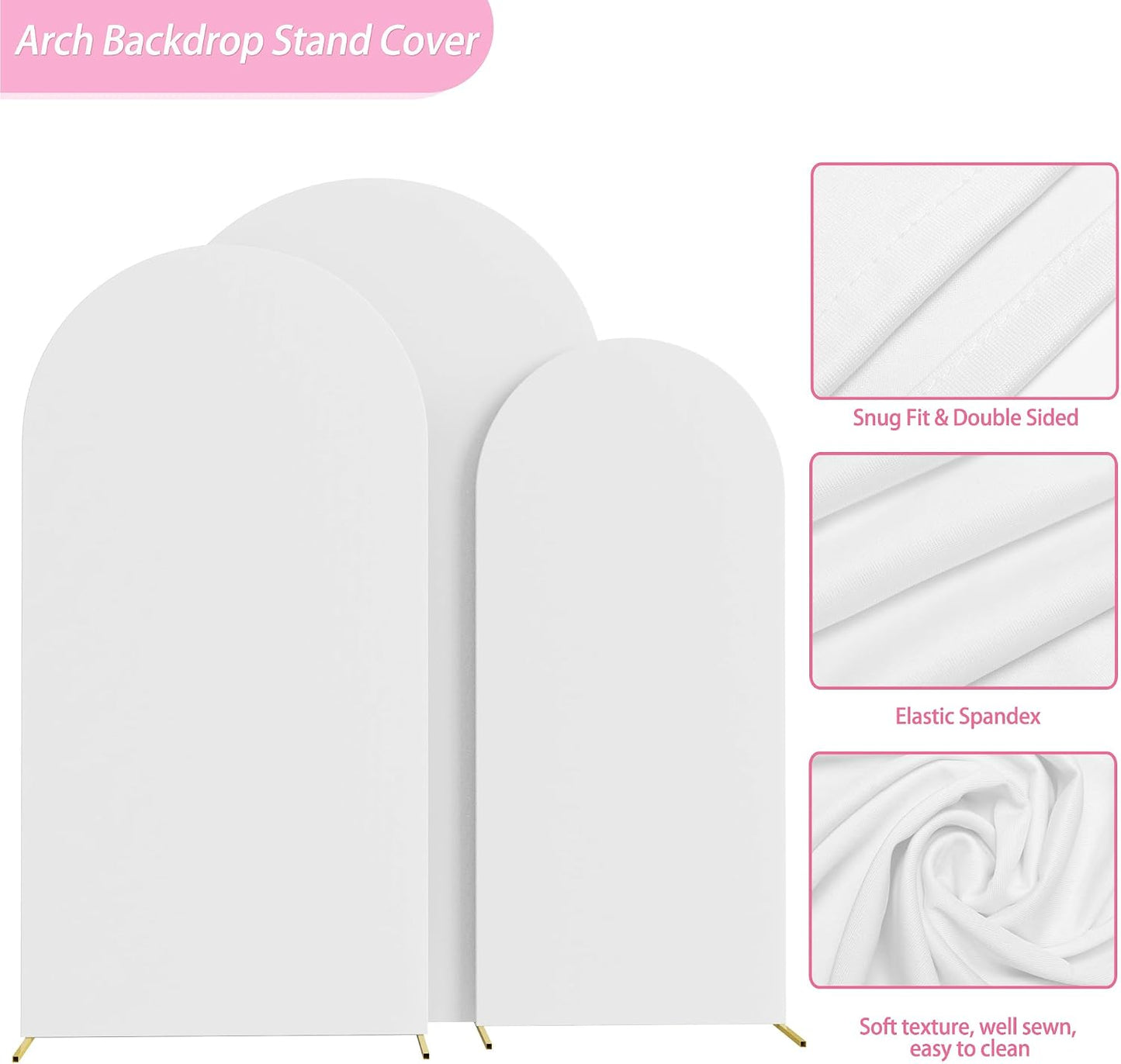 Set 3 Fundas Arco Boda 7.2x6.6x6.6x6ft 2 Caras Blanco