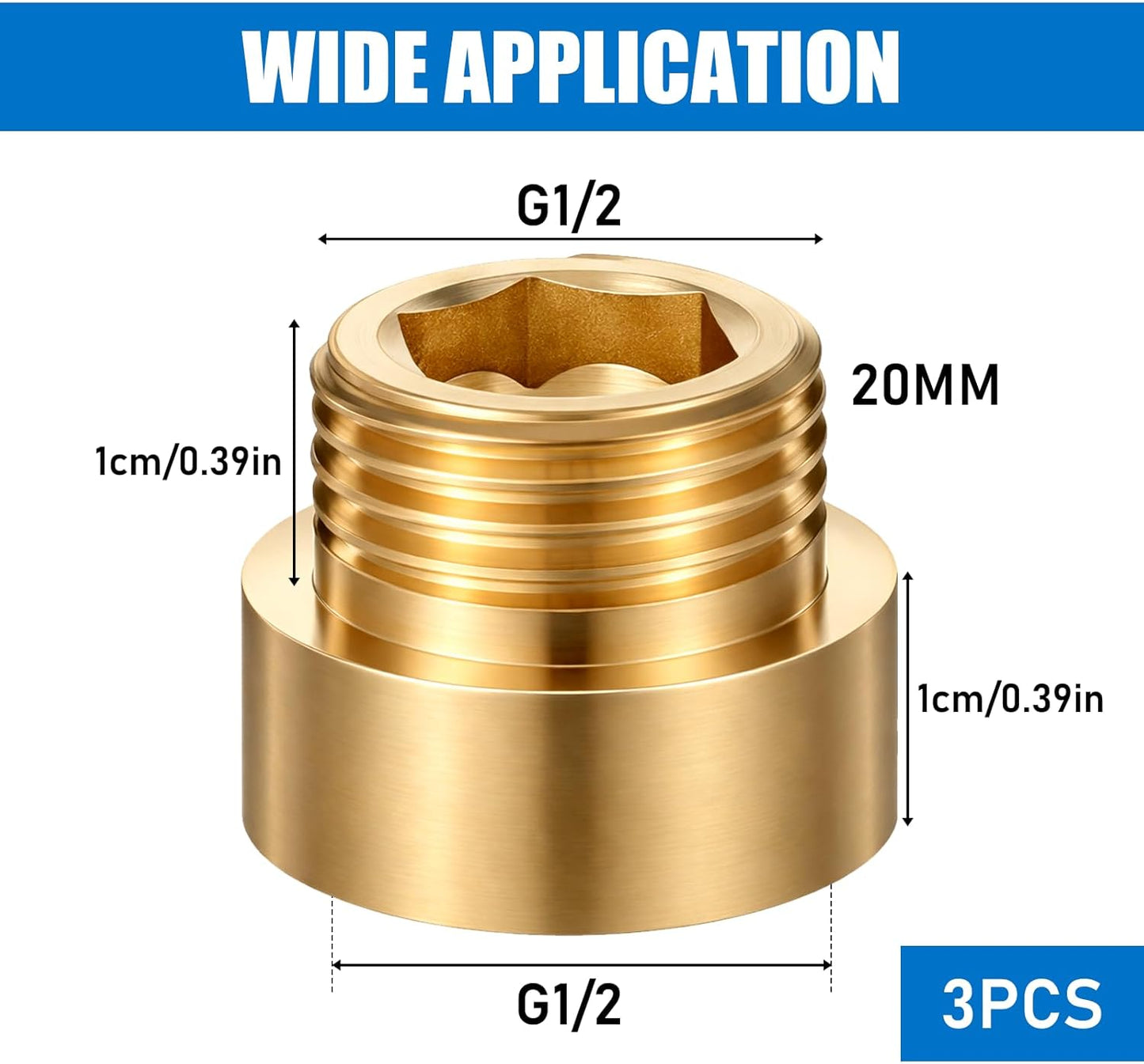 Adaptador tubería bronce G1/2 macho a hembra 20mm