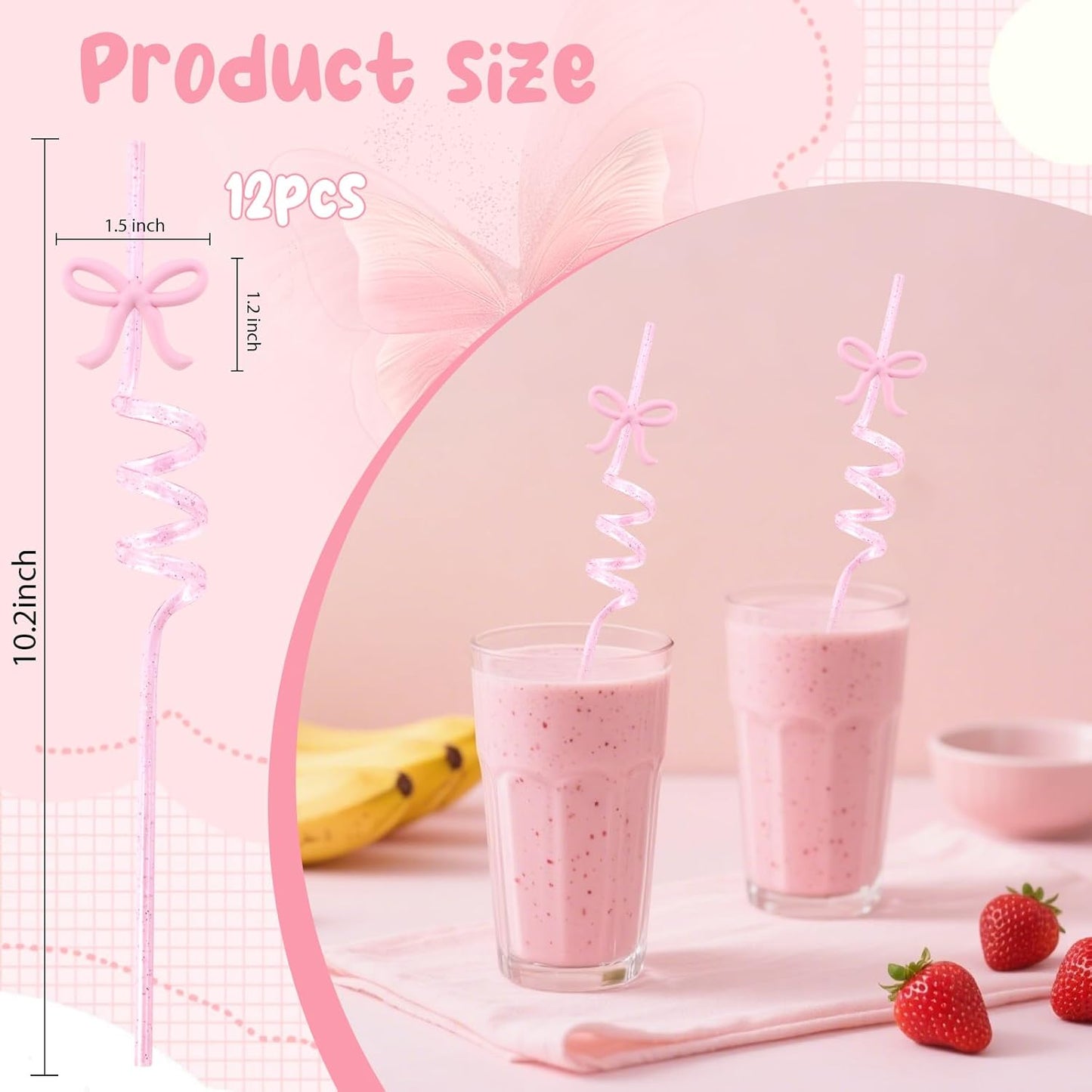 Pajitas reutilizables con purpurina rosada para fiestas