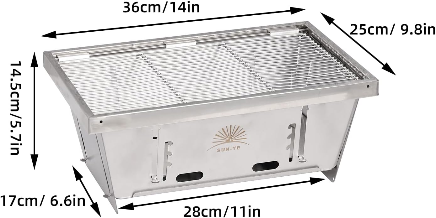 Parrilla carbón mesa IGT acero inox expandible