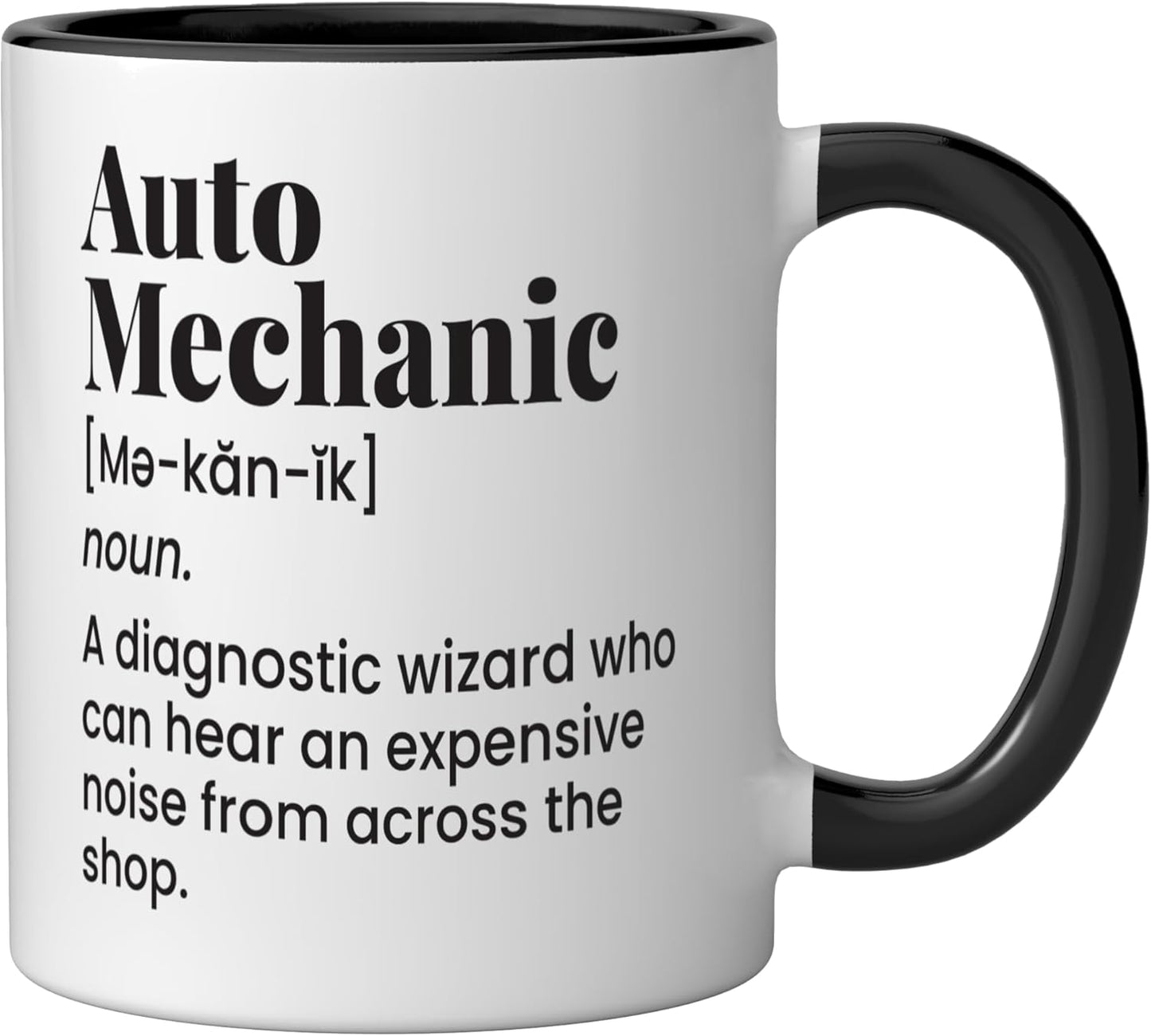 Taza Cerámica Auto Mecánico Humor Negro/Blanco
