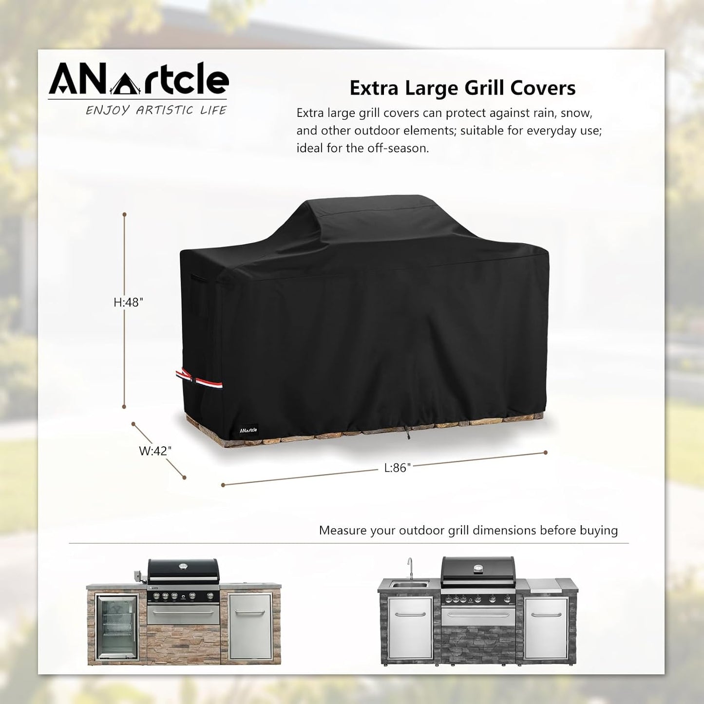 Cubierta parrilla impermeable 86pulg isla cocina