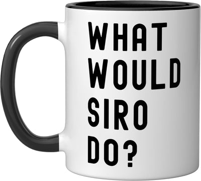 Taza de cerámica What Would Siro Do Negro/Blanco