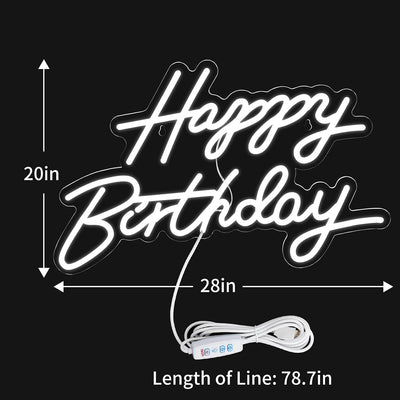 Letrero neón feliz cumpleaños con luz LED USB