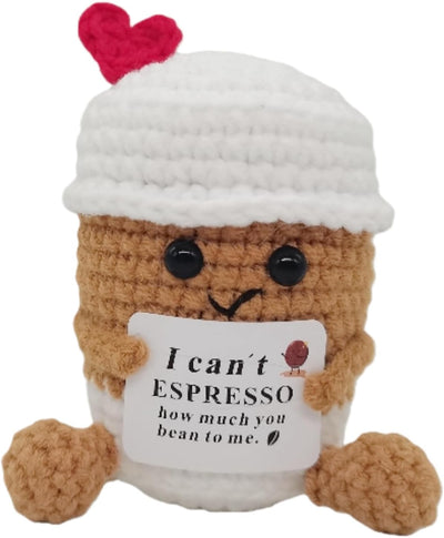 Taza café ganchillo regalo positivo mujer hombre