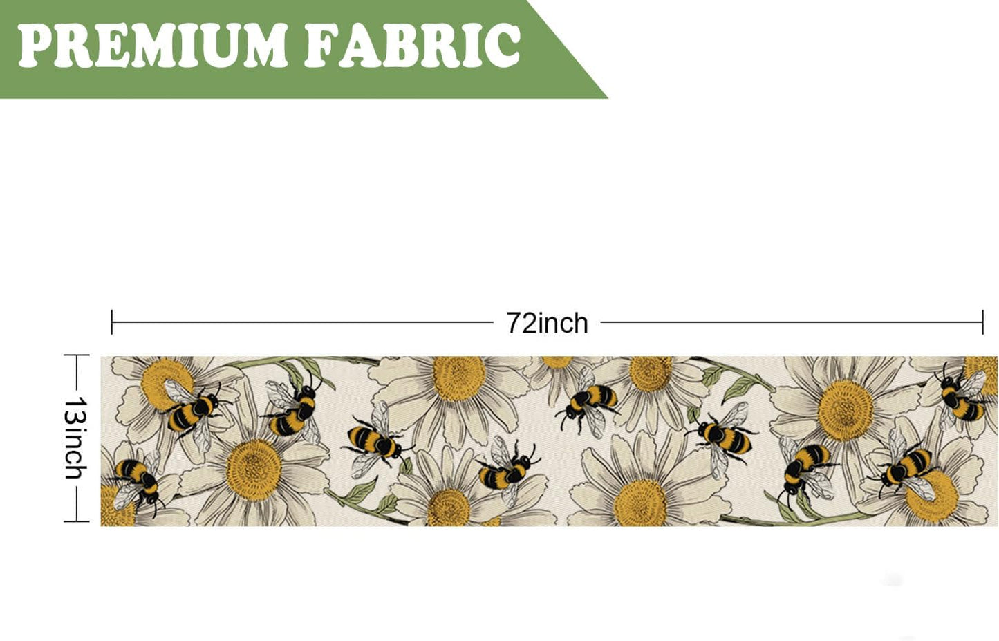 Camino de mesa primaveral con abejas y margaritas decoración para fiestas