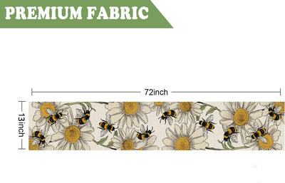 Camino de mesa primaveral con abejas y margaritas decoración para fiestas