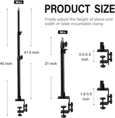2 Soportes Luz Escritorio Cabezal Bola 1/4pulg Adaptador Ajustable